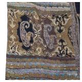 Decorative Woven Oversided Fringed Shawl – Black Gold Brown Pattern, Approx. 60" x 26"