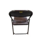 6 Brown Metal Folding Chairs With Rolling Storage Cart