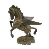 Brass Unicorn/Pegasus Figures & Black Moose Head Wall Hook Lot