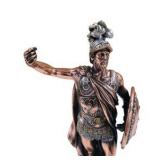 Copper-Tone Roman Soldier Warrior Statue With Shield & Helmet