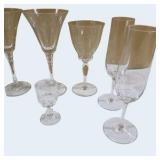 Mixed Crystal & Glass Stemware Lot - 10 Pieces, Flutes, Goblets, Martini & Cordial Glasses