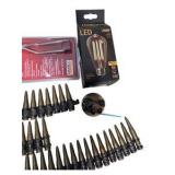 Mixed Novelty & Household Lot – Bar-B Fork Digital Grilling Fork, Feit LED Bulb, Toy Figures & Plastic Bullet Belts