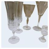 Mixed Crystal & Glass Stemware Lot - 10 Pieces, Flutes, Goblets, Martini & Cordial Glasses
