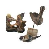 Mixed Animal & Bird Decor Lot - Ducks Unlimited Decanter, Cat & Bird Figurines