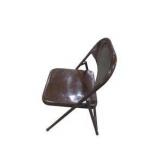 6 Brown Metal Folding Chairs With Rolling Storage Cart