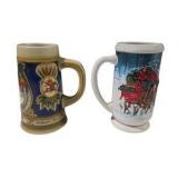 Pair of Budweiser Clydesdale Beer Steins Anheuser-Busch Horse Team Holiday Lot