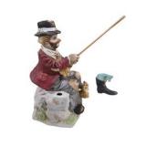 Melody In Motion Hand Painted Porcelain Fishing Figurine With Cat