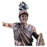 Copper-Tone Roman Soldier Warrior Statue With Shield & Helmet