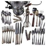 Mixed flatware, silver plated utensils & Kitchen Utensil Lot, Electric Coffee Pot, Bottle Openers & Hand Mixer