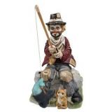 Melody In Motion Hand Painted Porcelain Fishing Figurine With Cat