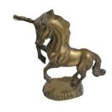 Brass Unicorn/Pegasus Figures & Black Moose Head Wall Hook Lot