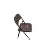 6 Brown Metal Folding Chairs With Rolling Storage Cart