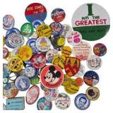 Vintage Pinback Button Lot, Photo Album & Red Organizer Case
