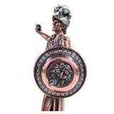 Copper-Tone Roman Soldier Warrior Statue With Shield & Helmet