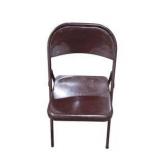 6 Brown Metal Folding Chairs With Rolling Storage Cart