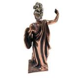 Copper-Tone Roman Soldier Warrior Statue With Shield & Helmet