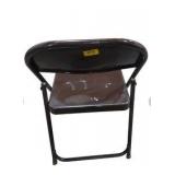 6 Brown Metal Folding Chairs With Rolling Storage Cart