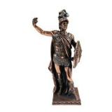 Copper-Tone Roman Soldier Warrior Statue With Shield & Helmet