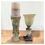 Decorative Table Lamp & Tall Bamboo Vines Bird design Candle Holder Lot