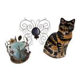 Cats by Nina Cat Vase & Decorative Metal Candle Holders Lot