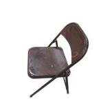 6 Brown Metal Folding Chairs With Rolling Storage Cart
