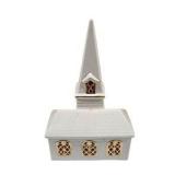 Christmas Decor Lot: LED Star Tree Topper, Santa Sack, Nativity Ornament & Ceramic Church