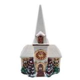 Christmas Decor Lot: LED Star Tree Topper, Santa Sack, Nativity Ornament & Ceramic Church
