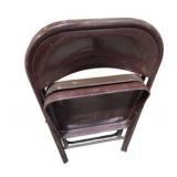 6 Brown Metal Folding Chairs With Rolling Storage Cart