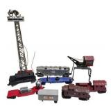 Vintage Lionel O Gauge Train Cars, No. 92 Floodlight Tower, Crane & Accessories Lot