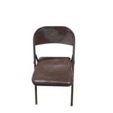 6 Brown Metal Folding Chairs With Rolling Storage Cart
