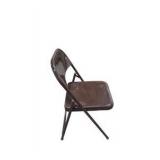 6 Brown Metal Folding Chairs With Rolling Storage Cart