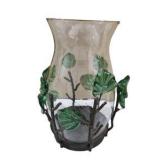 Mixed Home Décor Lot – Wooden Duck, Glass jar with handle, Metal Leaf candle Holder & candle snuffer