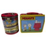 Peanuts Metal Lunch Box & Limited Edition Planters Mr. Peanut Tin Lot