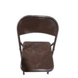 6 Brown Metal Folding Chairs With Rolling Storage Cart