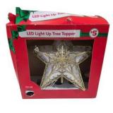 Christmas Decor Lot: LED Star Tree Topper, Santa Sack, Nativity Ornament & Ceramic Church