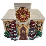 Christmas Decor Lot: LED Star Tree Topper, Santa Sack, Nativity Ornament & Ceramic Church