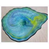 Hand Blown & Sculpted Glass Vessel  Bowl by Stan O