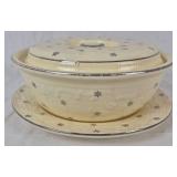 Homer Laughlin Platinum Stars Roses Oven Serve 2 Qt. Casserole with Lid and Underplate