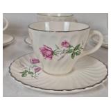 Scio Pottery Dorset China Set with Pink Roses and Platinum Edge - 12 Place Setting