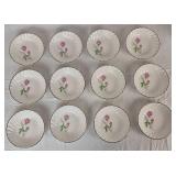Scio Pottery Dorset China Set with Pink Roses and Platinum Edge - 12 Place Setting