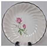 Scio Pottery Dorset China Set with Pink Roses and Platinum Edge - 12 Place Setting