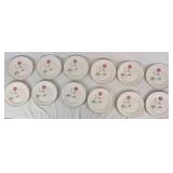 Scio Pottery Dorset China Set with Pink Roses and Platinum Edge - 12 Place Setting