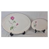 Scio Pottery Dorset China Set with Pink Roses and Platinum Edge - 12 Place Setting