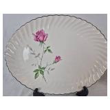 Scio Pottery Dorset China Set with Pink Roses and Platinum Edge - 12 Place Setting