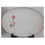 Scio Pottery Dorset China Set with Pink Roses and Platinum Edge - 12 Place Setting