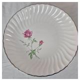 Scio Pottery Dorset China Set with Pink Roses and Platinum Edge - 12 Place Setting