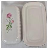 Scio Pottery Dorset China Set with Pink Roses and Platinum Edge - 12 Place Setting
