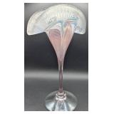 Vandermark Signed Handblown Art Glass Fan Vase 1504A