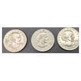 Collection of United States Coins and Currency - 6 US Lincoln Wheat Cents, 1953 Red Seal $2 Bill, 3 Susan B Anthony Dollars, 1968 Kennedy Half Dollar and 1972 Eisenhower Dollar