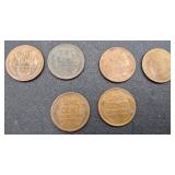 Collection of United States Coins and Currency - 6 US Lincoln Wheat Cents, 1953 Red Seal $2 Bill, 3 Susan B Anthony Dollars, 1968 Kennedy Half Dollar and 1972 Eisenhower Dollar